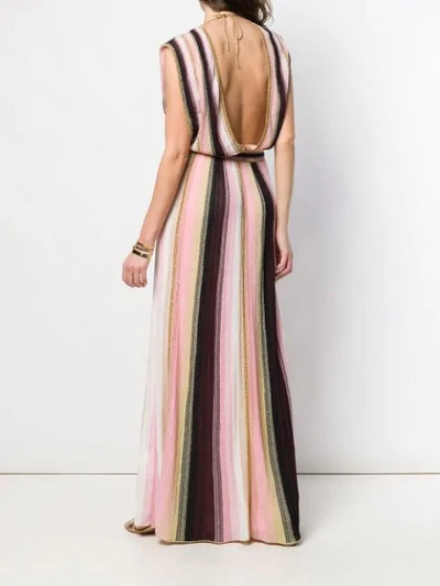 M MISSONI STRIPED METALLIC MAXI DRESS - 粉色