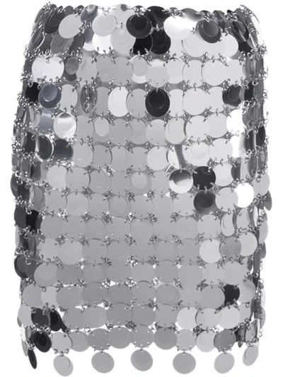 Shop Rabanne Pailette Mini Skirt In Silver