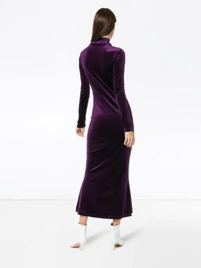 Shop Marta Jakubowski Cut Out Velvet Midi Dress In Purple