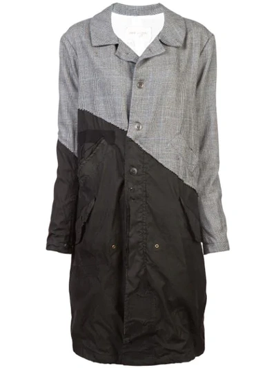 Shop Greg Lauren Contrast Trench Coat In Black