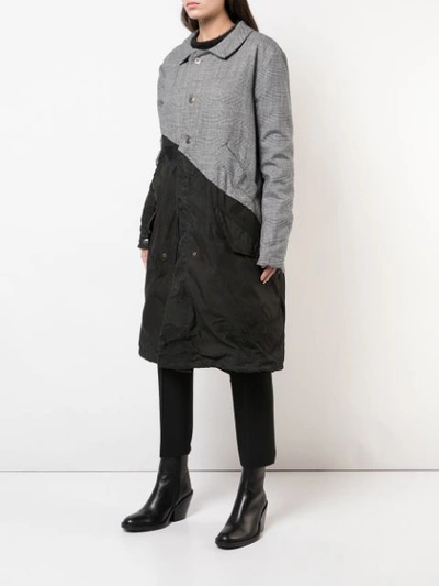 Shop Greg Lauren Contrast Trench Coat In Black