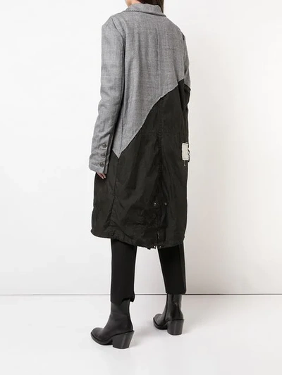 Shop Greg Lauren Contrast Trench Coat In Black