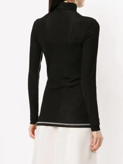 Shop Yang Li Roll Neck Sheer Top - Black