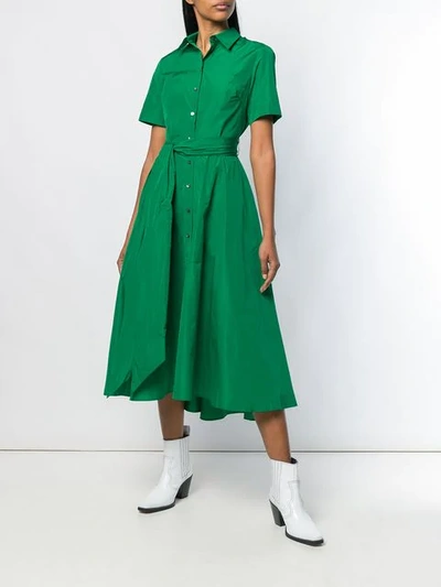 Shop P.a.r.o.s.h Patricy Flared Shirt Dress In 068 Green