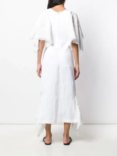 Shop Loewe Cape Sleeve Dress In White