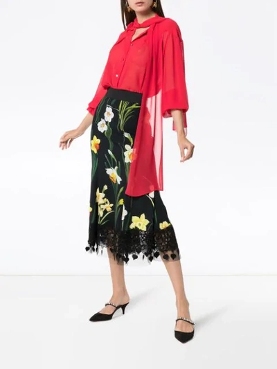 Shop Dolce & Gabbana Printed Cady Skirt In Black