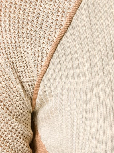 Shop Fendi Contrast Detail Knitted Top In Neutrals