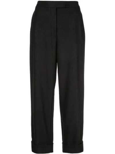 Shop Oscar De La Renta Turn Up Cuff Cropped Trousers In Brown