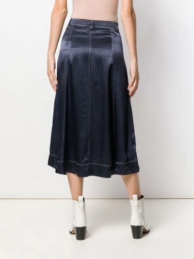 Shop Ganni Dot Print Midi Skirt In Blue