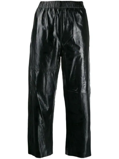 Shop Mm6 Maison Margiela Cropped Straight Leg Trousers In Black