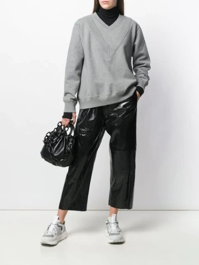 Mm6 Maison Margiela High-rise Cropped Leather Pants In Black