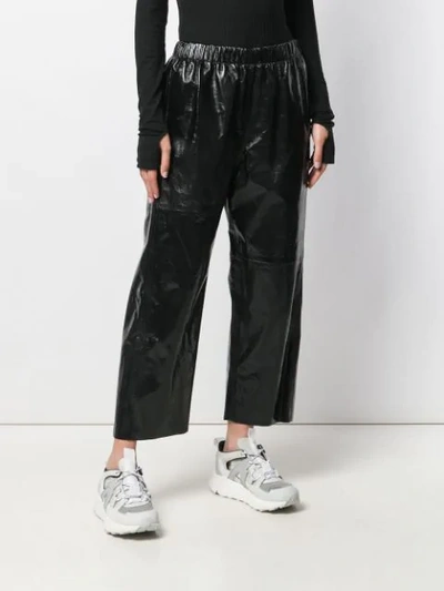 Mm6 Maison Margiela High-rise Cropped Leather Pants In Black