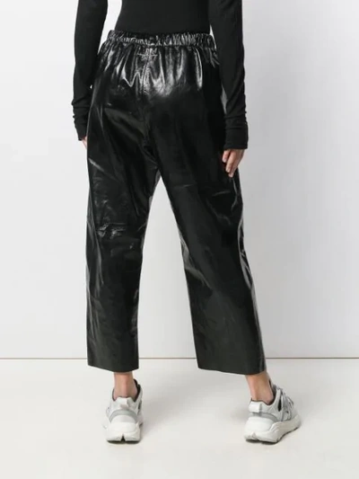 Mm6 Maison Margiela High-rise Cropped Leather Pants In Black
