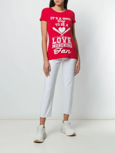 Shop Love Moschino Quote Print T In Red