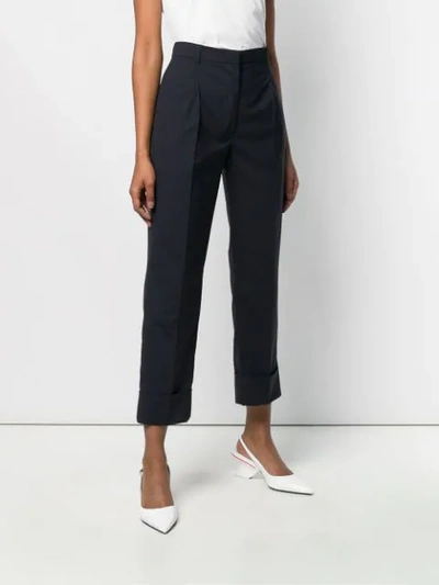 Shop Prada Cropped Tailored Trousers In F0008 Bleu