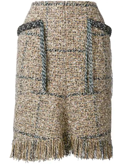 Shop Sonia Rykiel Short Tweed Skirt In Brown