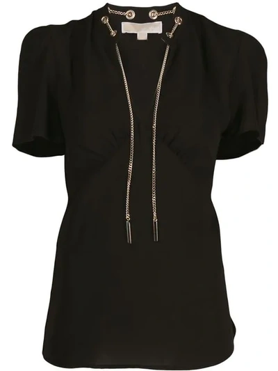 Shop Michael Michael Kors Chain Fastening T-shirt In Black