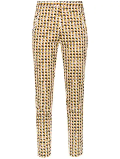 Shop Andrea Marques Printed Skinny Trousers In White