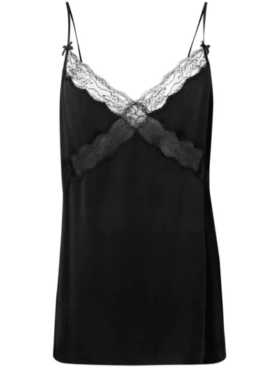 Shop Michael Kors Lace Trimmed Slip Top In Black