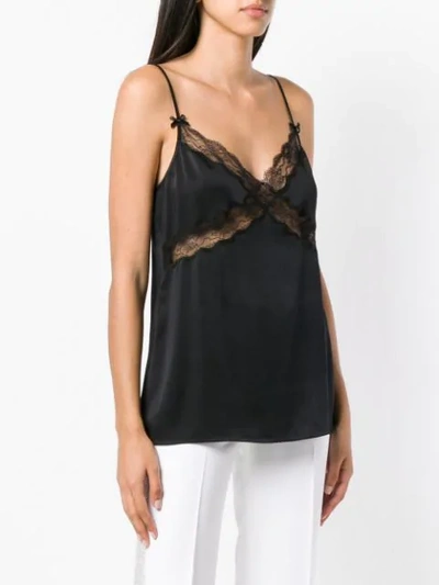 Shop Michael Kors Lace Trimmed Slip Top In Black