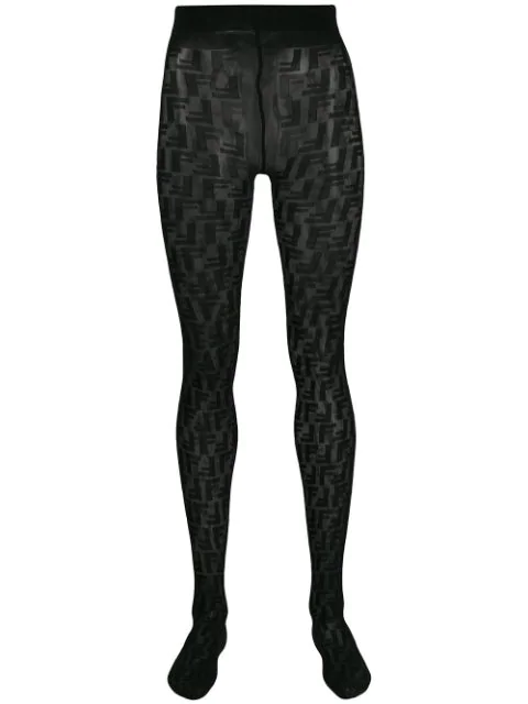 fendi black logo tights