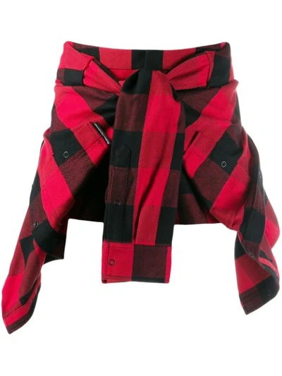 ALEXANDER WANG TARTAN PRINT SHIRT-SHORTS - 红色