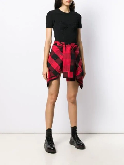 ALEXANDER WANG TARTAN PRINT SHIRT-SHORTS - 红色