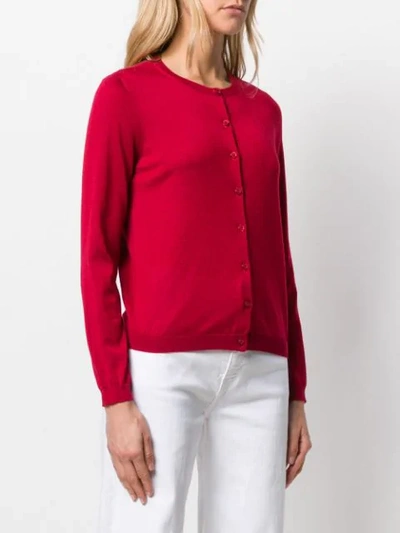 Shop Red Valentino Crew Neck Cardigan In Red