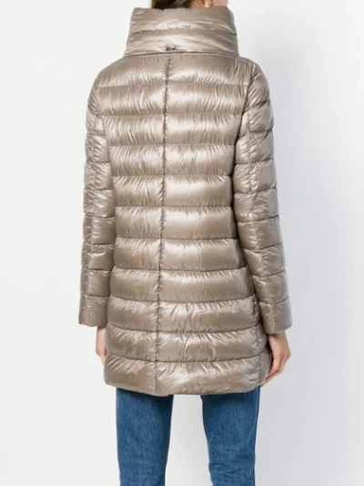 Shop Herno Funnel-neck Padded Coat In Neutrals