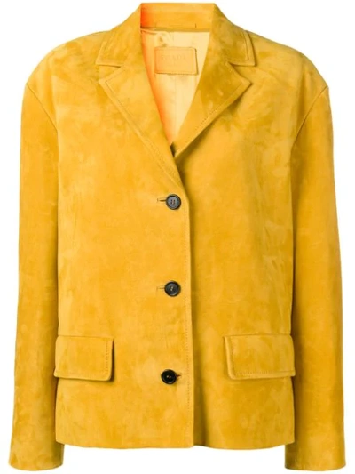 Shop Prada Dropped Shoulder Jacket In Yellow
