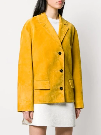 Shop Prada Dropped Shoulder Jacket In Yellow