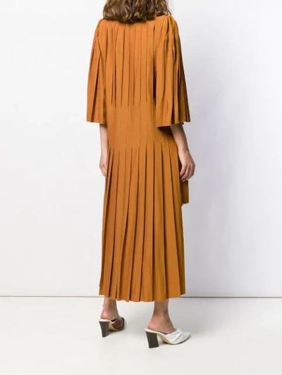 Shop Atu Body Couture Asymmetric Pleated Dress In Neutrals