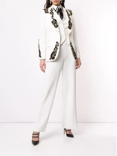 Shop Dolce & Gabbana Beaded Detail Blazer In White