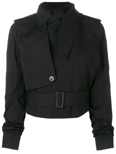 Shop Rick Owens Asymmetric Cropped Jacket In Black
