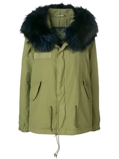 Shop Mr & Mrs Italy Hooded Fur Trim Parka In Green