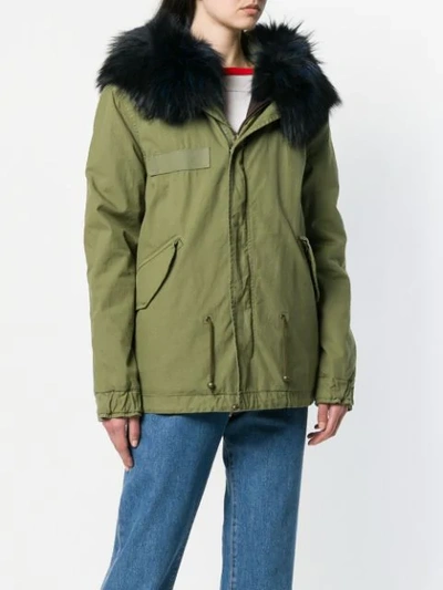 Shop Mr & Mrs Italy Hooded Fur Trim Parka In Green