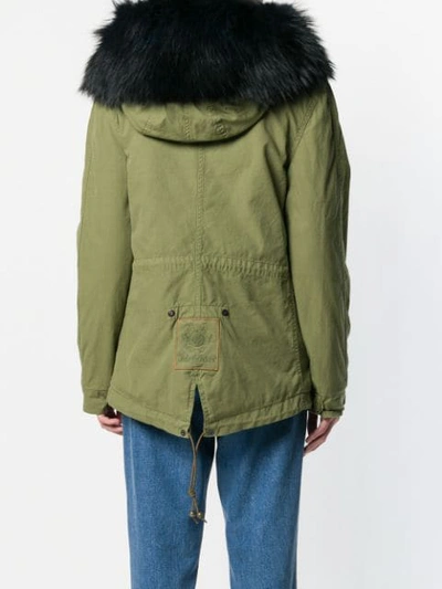 Shop Mr & Mrs Italy Hooded Fur Trim Parka In Green