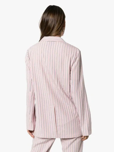 Shop Tibi Striped Single-breasted Blazer In Pink