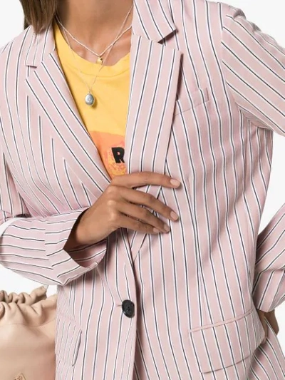 Shop Tibi Striped Single-breasted Blazer In Pink