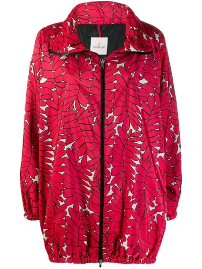 Shop Moncler Oversized Zip Jacket In Red