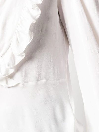 Shop Msgm V-neck Ruffle Detail Blouse In White