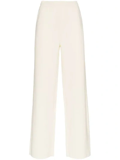Shop Moncler Knitted Virgin Wool Track Pants In White
