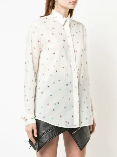 Shop Saint Laurent Star-print Classic Collar Shirt In White