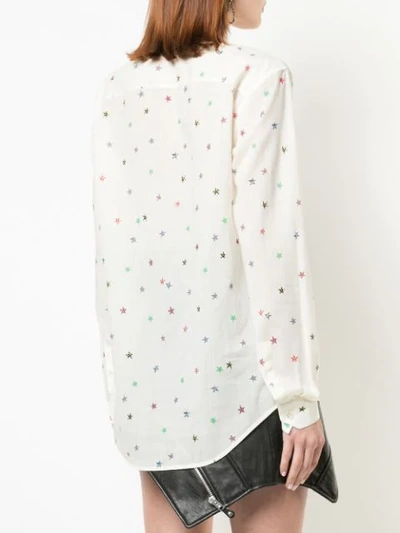 Shop Saint Laurent Star-print Classic Collar Shirt In White