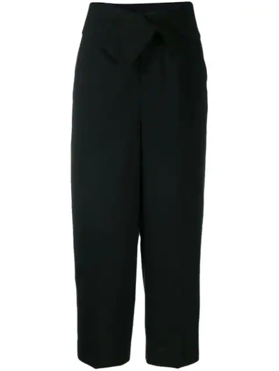Shop Enföld Folded Waistband Cropped Trousers In Black