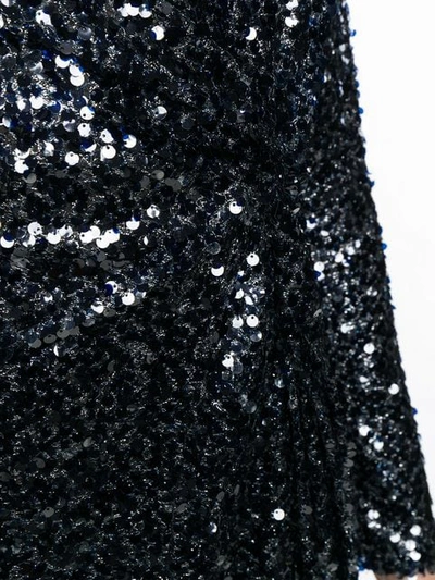 Shop Galvan Side Slit Sequin Dress In Blue