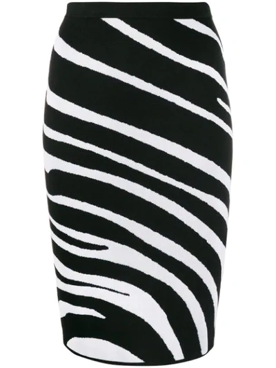 Shop Versace Zebra Pattern Knitted Pencil Skirt In Black