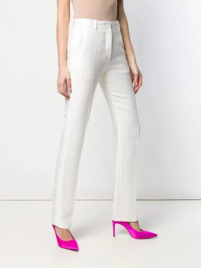 Shop Victoria Beckham Satin Tuxedo Trousers In White