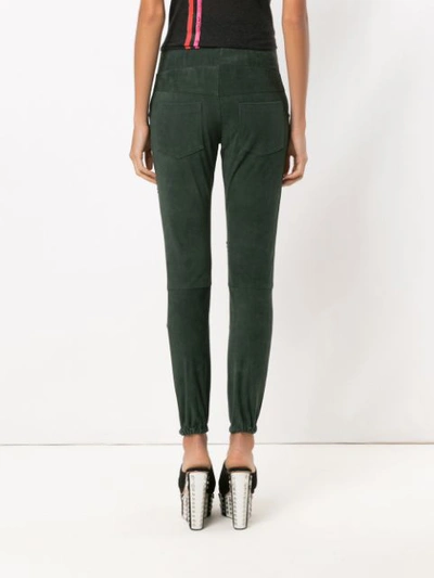 Shop Andrea Bogosian Suede Skinny Trousers In Green