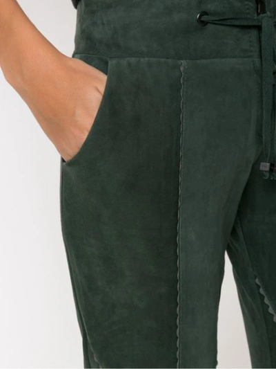 Shop Andrea Bogosian Suede Skinny Trousers In Green